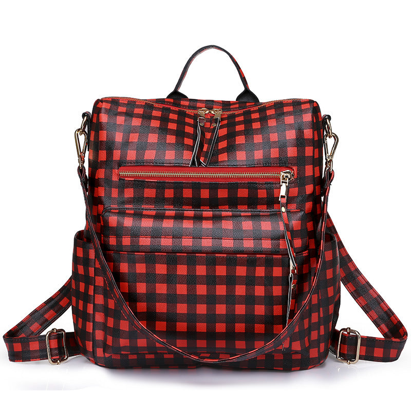 Cross-border backpack women's casual retro large capacity bag women's European and American retro PU backpack backpack