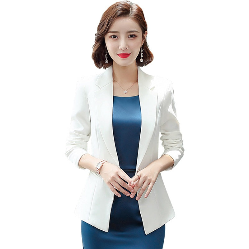 白色小西装外套女套装裙两件套夏薄款时尚气质女神范职业正装西服