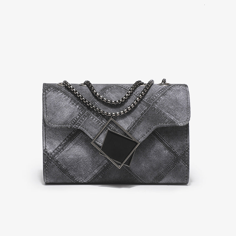 2023 new color and ink gradient small square bag, fashionable and personalized rhombus embossed chain crossbody women's bag, drop shipping