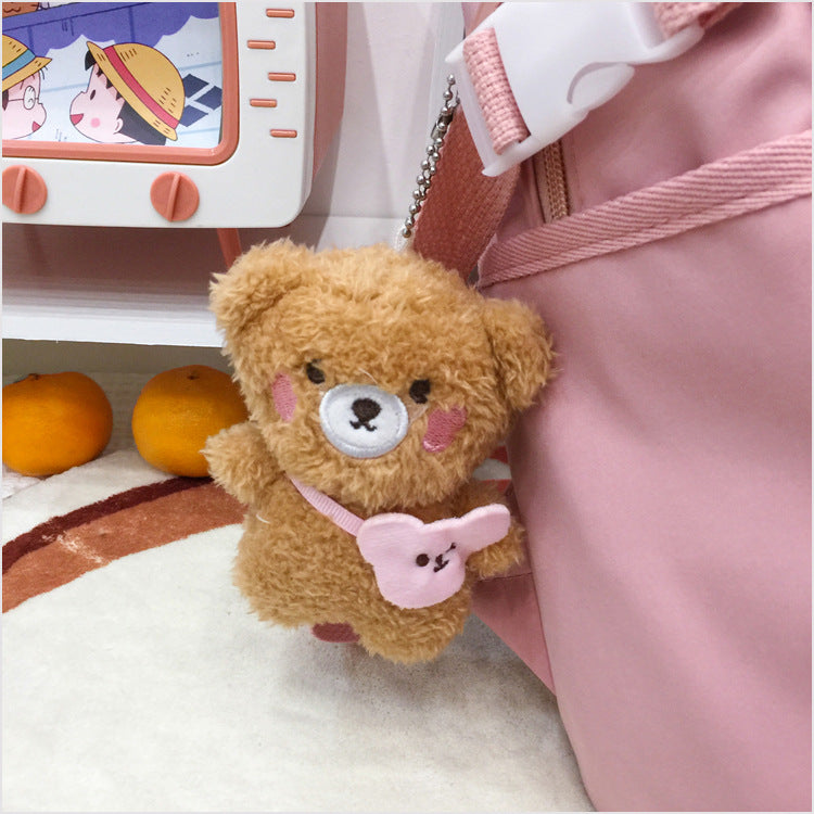 Cartoon plush toy bag pendant wholesale cute blush bear small pendant backpack keychain street stall supply