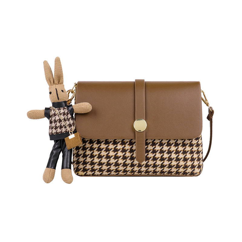 This year's popular high-end niche houndstooth bag women's autumn and winter new fashion trendy one-shoulder cross-body small square bag