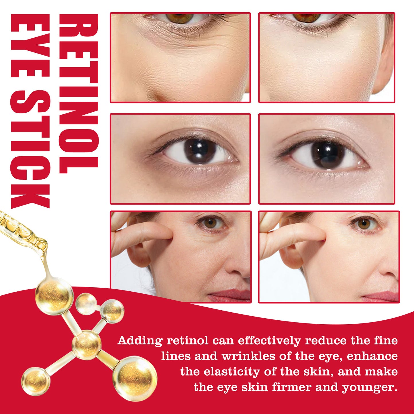 OUHOE Retinol Wrinkle Lightening Eye Cream Firms and Lightens Fine Lines Dark Circles Eye Circle Brightening Double Eyes Eye Cream