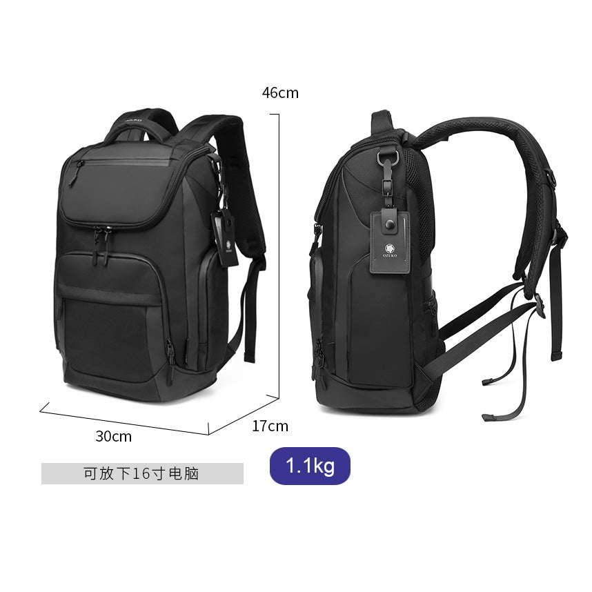 Ozuko new backpack business waterproof computer bag men's large capacity outdoor travel sports backpack