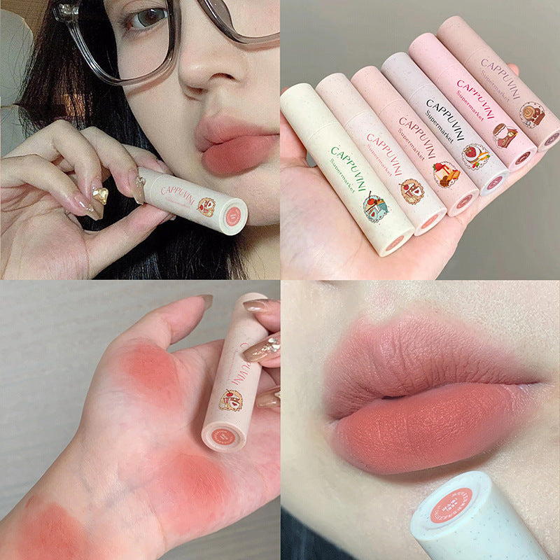 Cappuvini Lip Cream Velvet Matte Lipstick Soft Mist High-Looking Affordable Student Peach Matte Lipstick