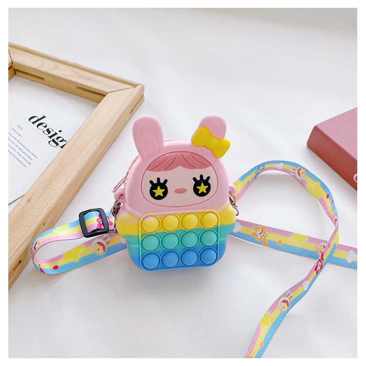Cartoon Doll Pinch Toy Children's Bag Baby Cute Silicone Coin Purse Mini Children's Crossbody Bag Wholesale