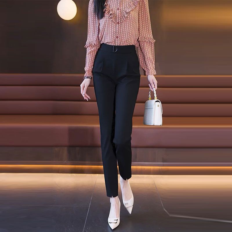 Women's pencil pants women's harem pants high waist loose women's trousers spring and autumn new small slim professional casual pants