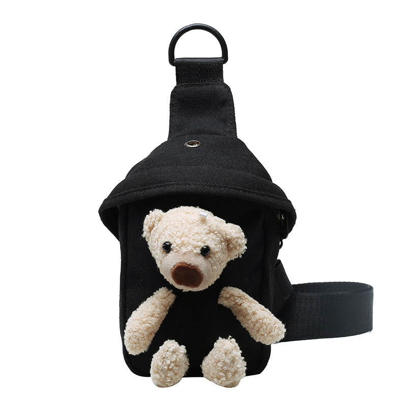 Girls Bags 2020 New Bear Bag Canvas Chest Bag Internet Celebrity Cute Student Crossbody Bag Personalized Waist Bag Trendy