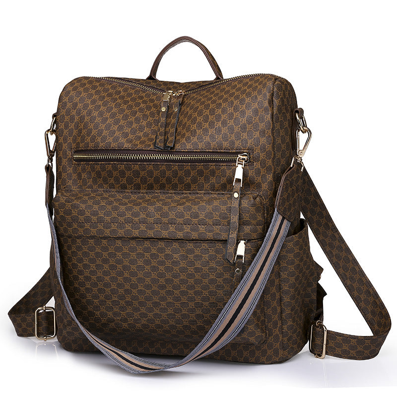 Cross-border backpack women's casual retro large capacity bag women's European and American retro PU backpack backpack