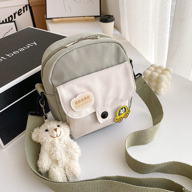 Canvas small bag women's crossbody lightweight shoulder bag 2021 new summer small fresh and cute student mobile phone bag