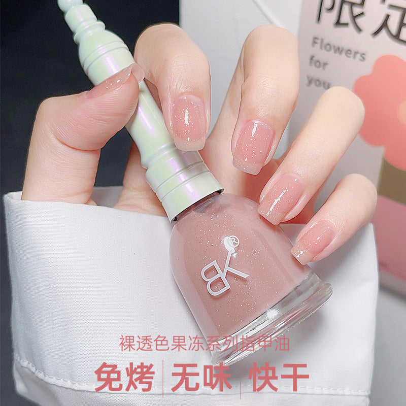 bk no-bake, non-peelable, long-lasting, quick-drying, water-based nail polish, ice-clear jelly, no odor, available for pregnant women and students, wholesale