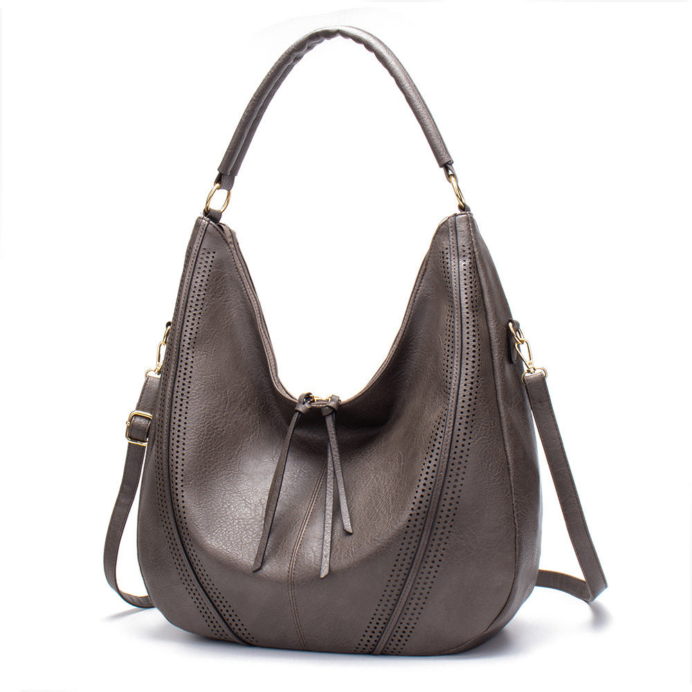 Women's bag 2023 new solid color foreign trade tassel mother-in-law bag large capacity shoulder tote bag European and American fashion shopping bag