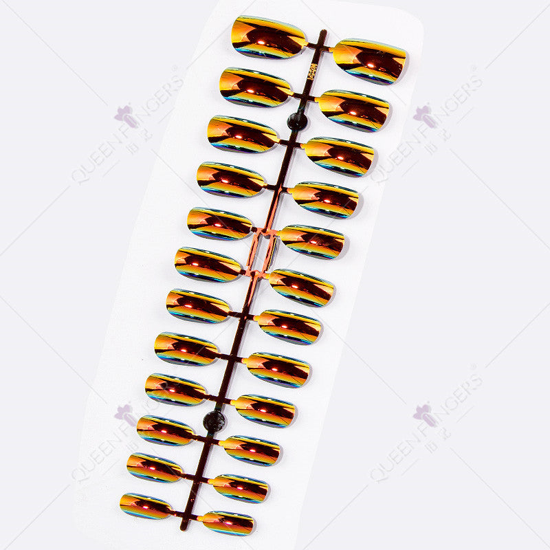 Zhifei manicure finished product 24 pieces of electroplated magic mirror Internet celebrity chameleon neon nail patches nail wear