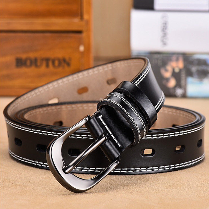 Women's leather belt retro pin buckle cowhide spot wholesale fashion all-match belt women's Korean version of women's belt