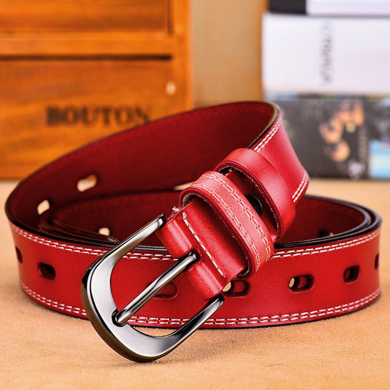Women's leather belt retro pin buckle cowhide spot wholesale fashion all-match belt women's Korean version of women's belt