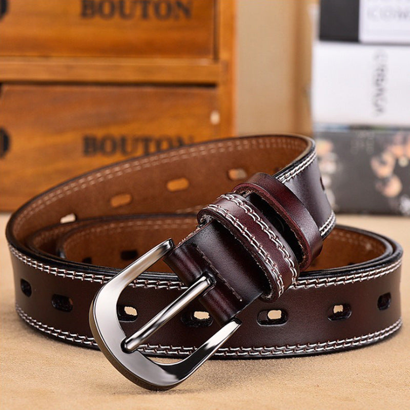 Women's leather belt retro pin buckle cowhide spot wholesale fashion all-match belt women's Korean version of women's belt