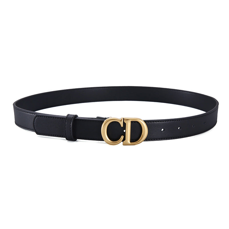 Internet celebrity with the same letter CD ladies belt leather casual all-match belt women's skirt decoration thin student belt
