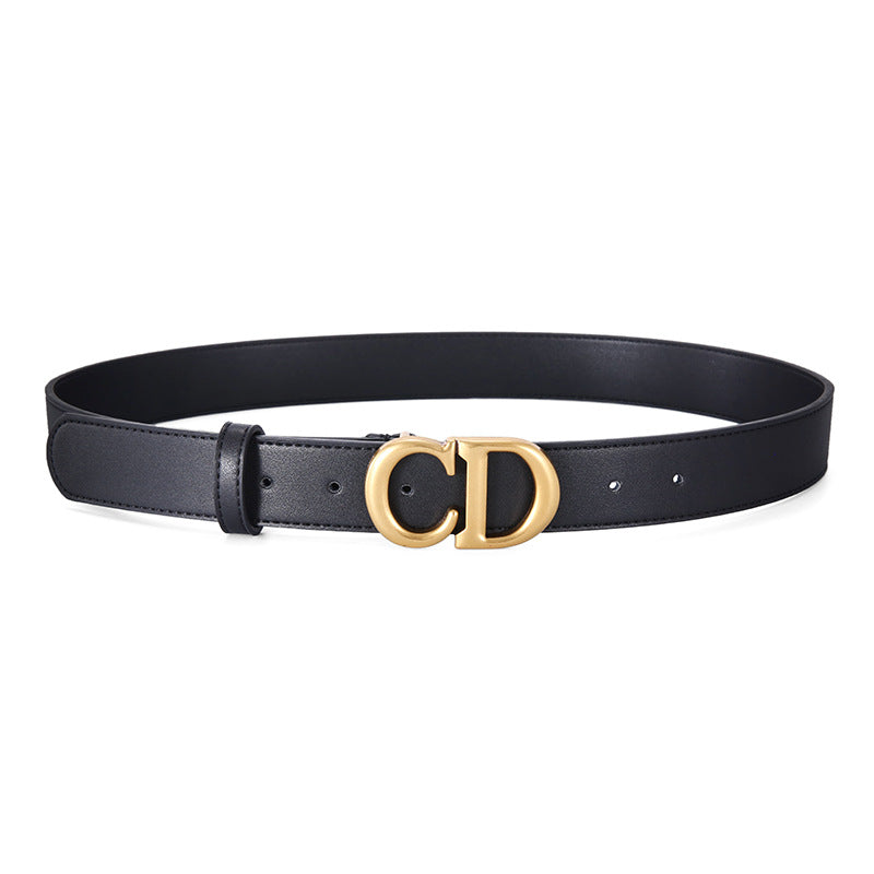 Internet celebrity with the same letter CD ladies belt leather casual all-match belt women's skirt decoration thin student belt