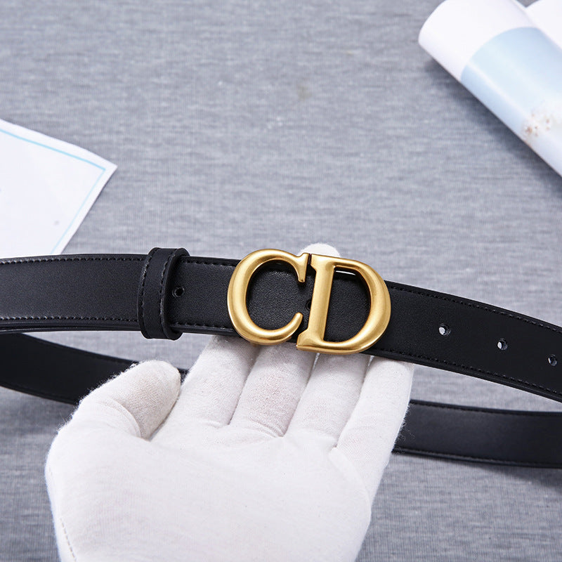 Internet celebrity with the same letter CD ladies belt leather casual all-match belt women's skirt decoration thin student belt