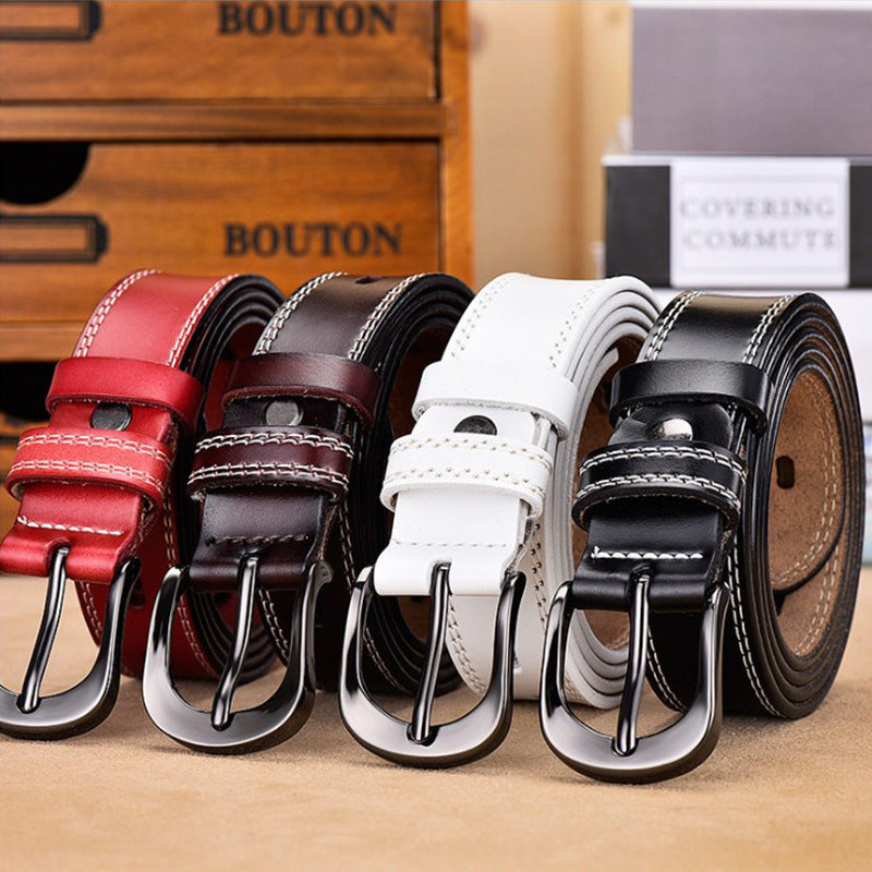 Women's leather belt retro pin buckle cowhide spot wholesale fashion all-match belt women's Korean version of women's belt