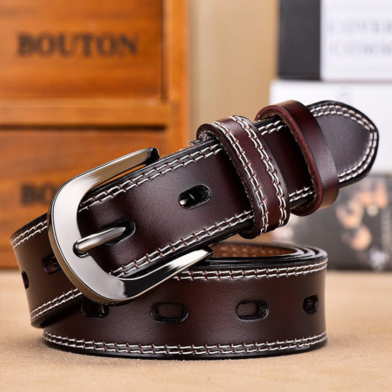 Women's leather belt retro pin buckle cowhide spot wholesale fashion all-match belt women's Korean version of women's belt