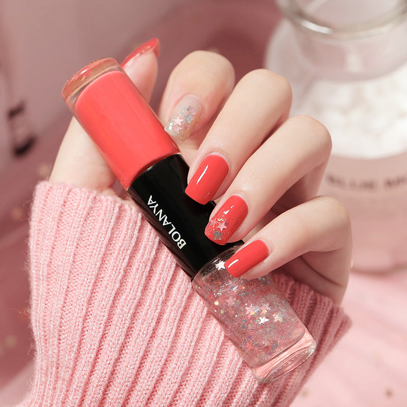 Oil-based two-color nail polish, no-bake, long-lasting, non-peelable, quick-drying, transparent whitening nail polish wholesale set, armor polish
