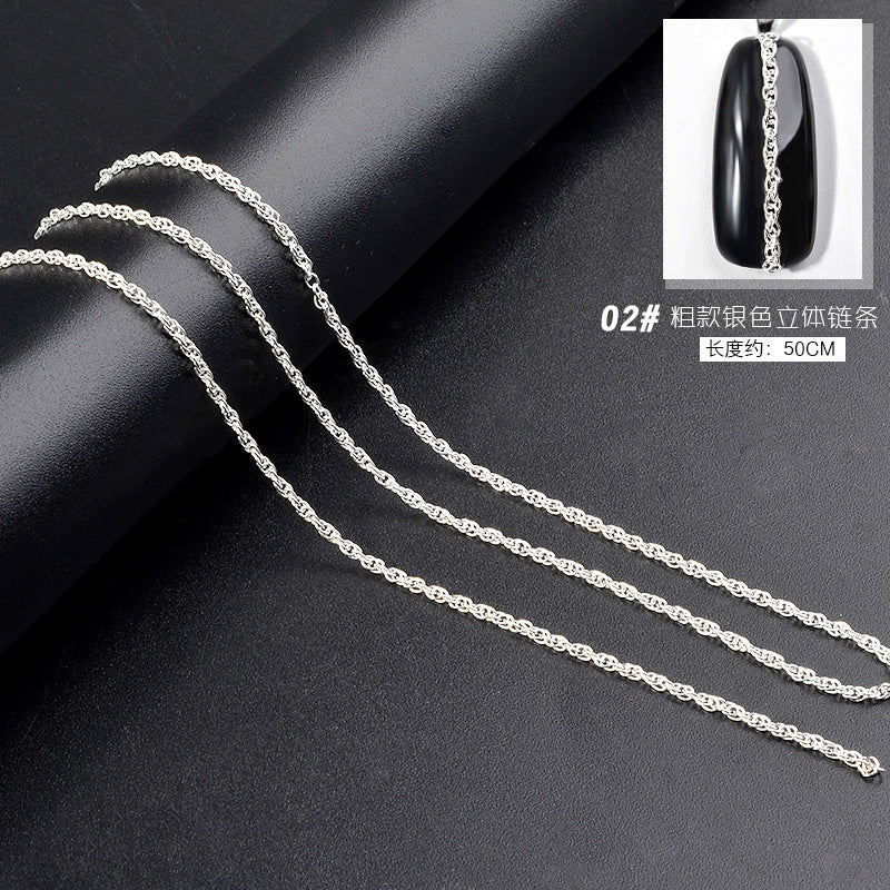 Cross-border Japanese nail art chain ultra-fine zipper nail jewelry nail art decorative chain nail metal chain