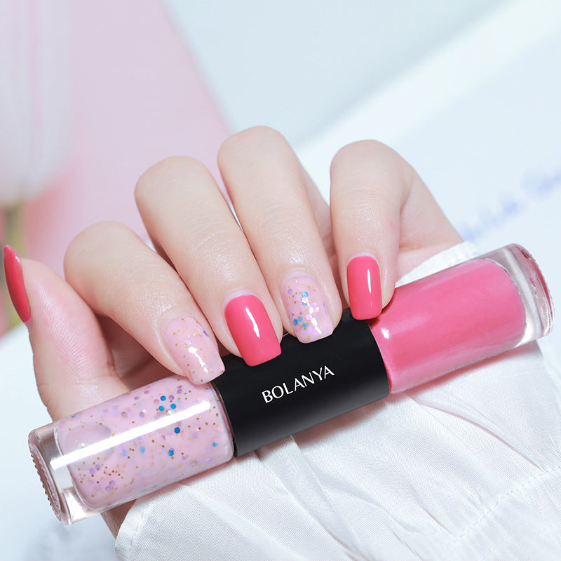 Oil-based two-color nail polish, no-bake, long-lasting, non-peelable, quick-drying, transparent whitening nail polish wholesale set, armor polish