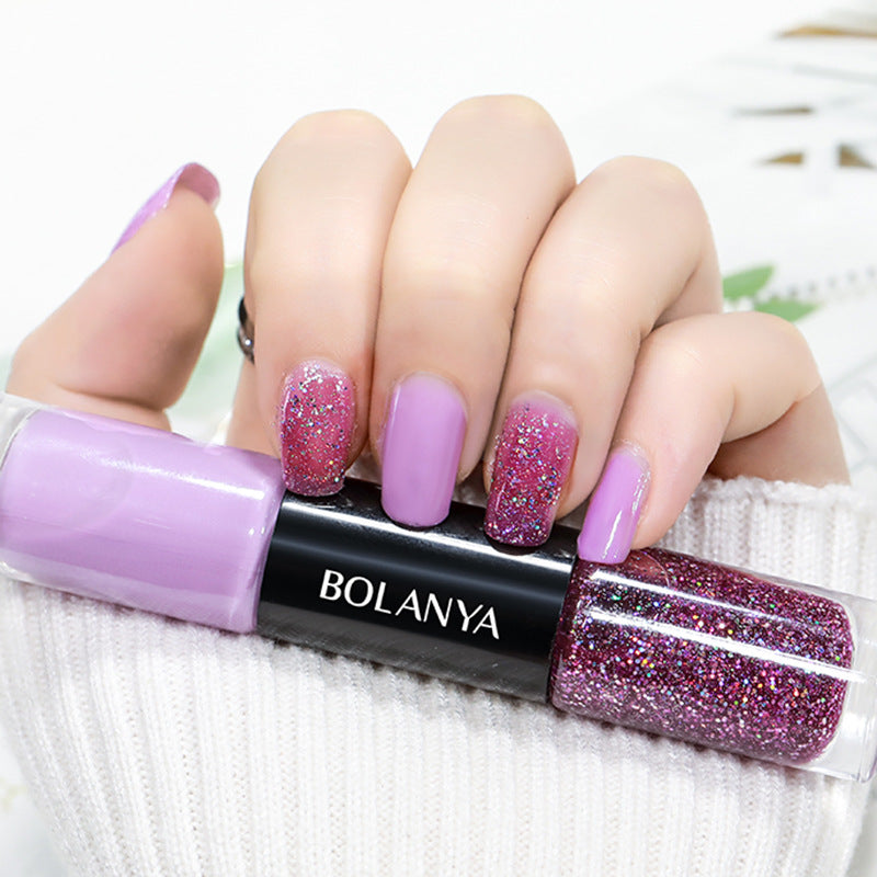Oil-based two-color nail polish, no-bake, long-lasting, non-peelable, quick-drying, transparent whitening nail polish wholesale set, armor polish