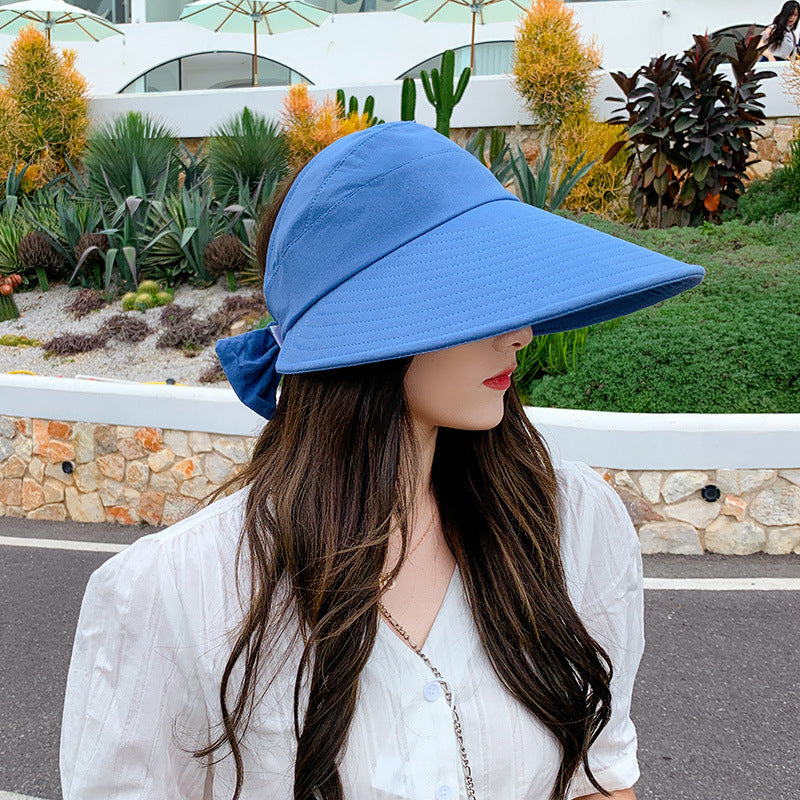 Japanese UV sunscreen hat female Korean version all-match face net red fisherman hat anti-sunlight large eaves sunshade empty top hat