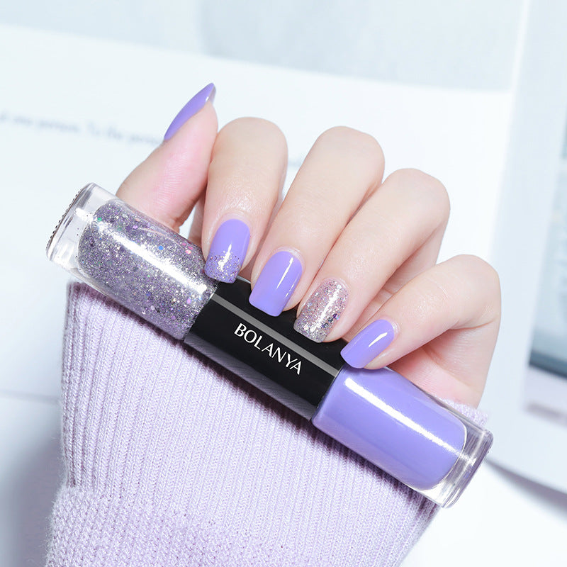 Oil-based two-color nail polish, no-bake, long-lasting, non-peelable, quick-drying, transparent whitening nail polish wholesale set, armor polish