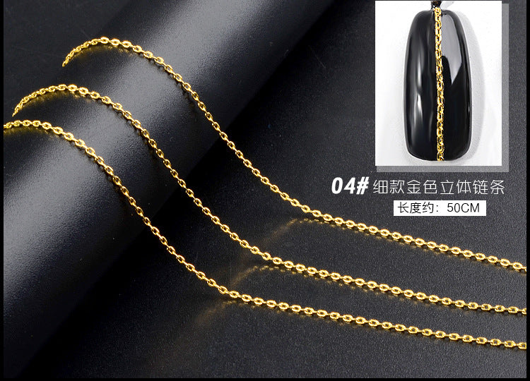 Cross-border Japanese nail art chain ultra-fine zipper nail jewelry nail art decorative chain nail metal chain
