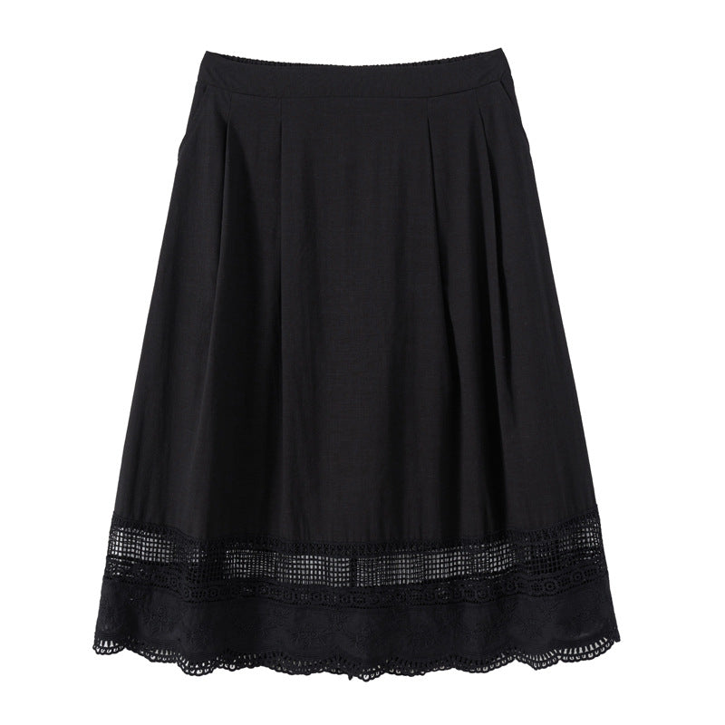 Slightly fat plus size women's umbrella skirt 2024 summer Korean version commuting leisure slim literary style mid-length skirt female 18075