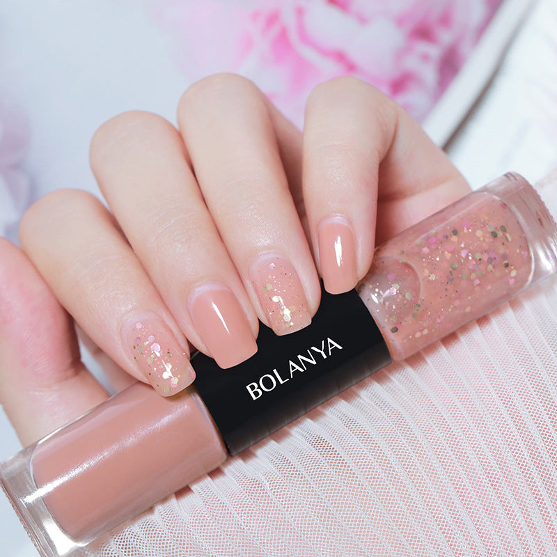 Oil-based two-color nail polish, no-bake, long-lasting, non-peelable, quick-drying, transparent whitening nail polish wholesale set, armor polish