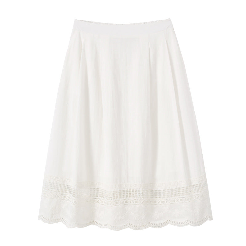 Slightly fat plus size women's umbrella skirt 2024 summer Korean version commuting leisure slim literary style mid-length skirt female 18075