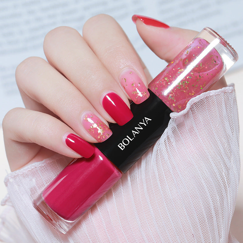 Oil-based two-color nail polish, no-bake, long-lasting, non-peelable, quick-drying, transparent whitening nail polish wholesale set, armor polish