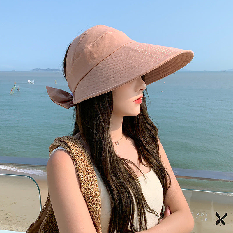 Japanese UV sunscreen hat female Korean version all-match face net red fisherman hat anti-sunlight large eaves sunshade empty top hat