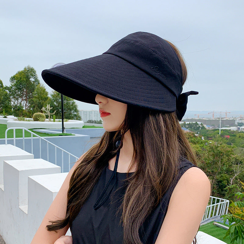 Japanese UV sunscreen hat female Korean version all-match face net red fisherman hat anti-sunlight large eaves sunshade empty top hat
