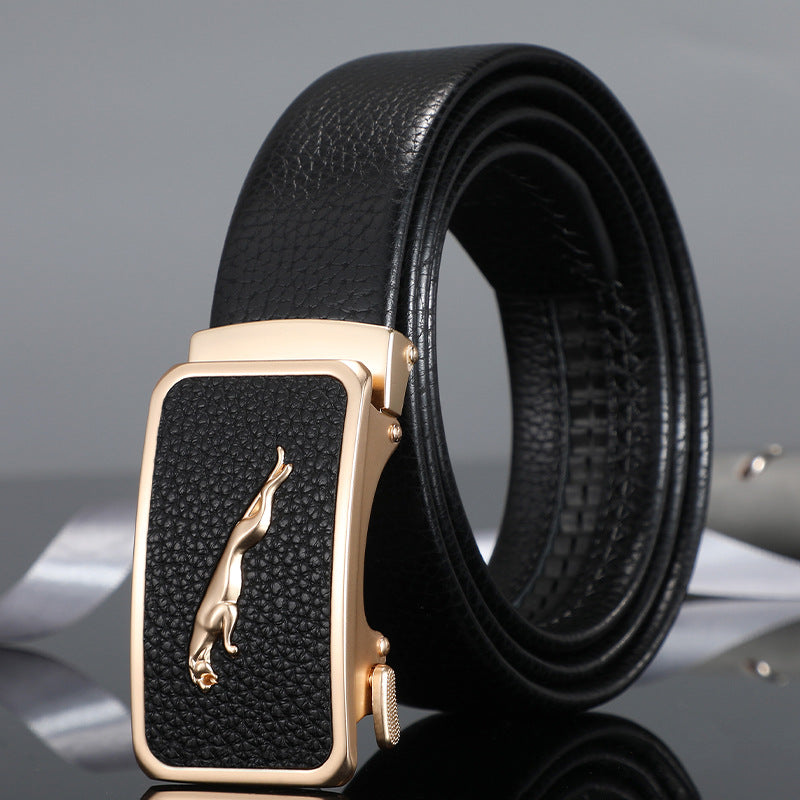 Men's belt automatic buckle skin alloy buckle head lychee pattern business casual belt men wholesale one drop shipping