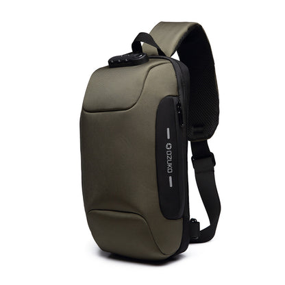 ozuko new men's chest bag trendy sports crossbody bag men's outdoor tactical waterproof men's bag shoulder bag 