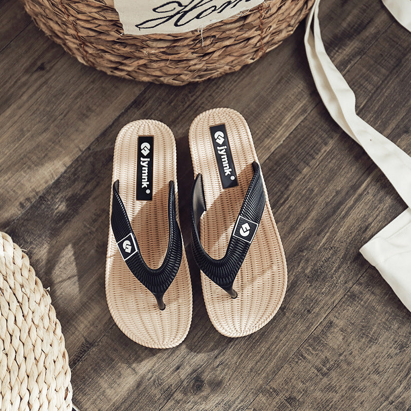 Monique 2023 summer new sandals and slippers for women non-slip wear-resistant thick-soled mid-heel all-match soft-soled outerwear slippers 