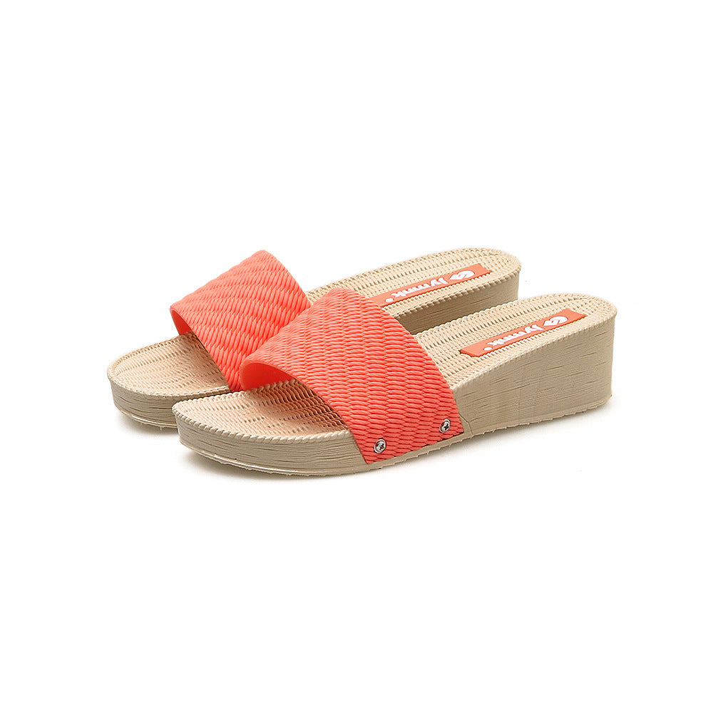 Monique 2023 summer new sandals and slippers for women non-slip wear-resistant thick-soled mid-heel all-match soft-soled outerwear slippers 