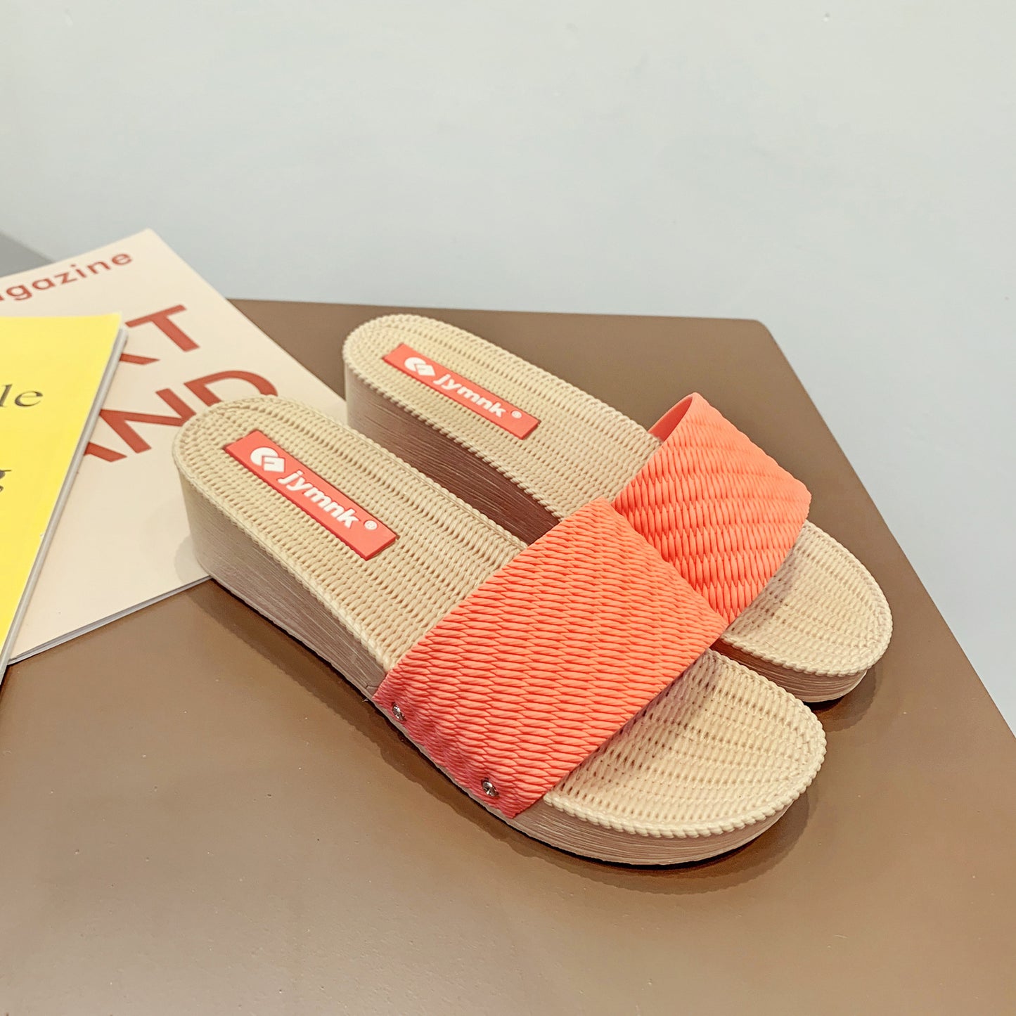 Monique 2023 summer new sandals and slippers for women non-slip wear-resistant thick-soled mid-heel all-match soft-soled outerwear slippers 