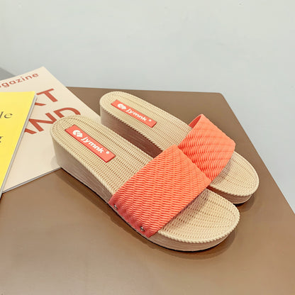 Monique 2023 summer new sandals and slippers for women non-slip wear-resistant thick-soled mid-heel all-match soft-soled outerwear slippers 