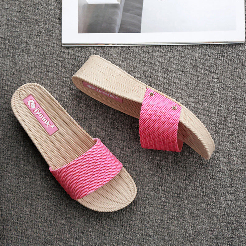 Monique 2023 summer new sandals and slippers for women non-slip wear-resistant thick-soled mid-heel all-match soft-soled outerwear slippers 