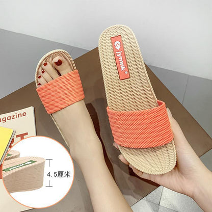 Monique 2023 summer new sandals and slippers for women non-slip wear-resistant thick-soled mid-heel all-match soft-soled outerwear slippers 