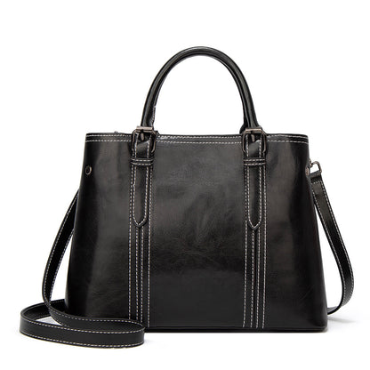 Bags 2023 Spring and Summer New Women's Bags European and American Fashion Retro Style Tote Bag Hand-held Shoulder Oil Wax Crossbody Bag Trendy 