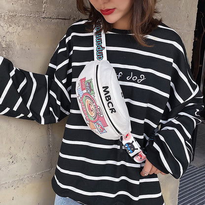 ins chest bag women's 2019 new Korean style student style girl broadband shoulder messenger bag fashion canvas waist bag