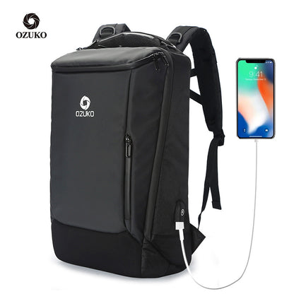 ozuko new business backpack men's outdoor multi-functional travel bag cross-border waterproof 17-inch computer backpack 
