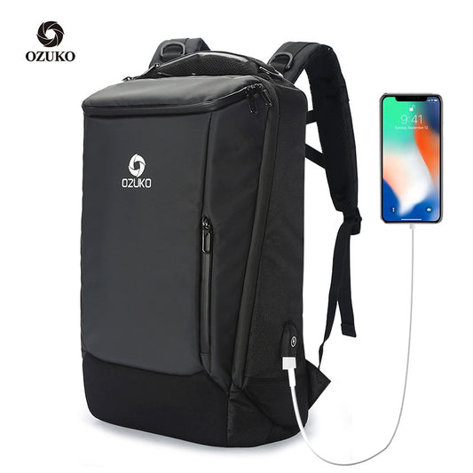 ozuko new business backpack men's outdoor multi-functional travel bag cross-border waterproof 17-inch computer backpack 