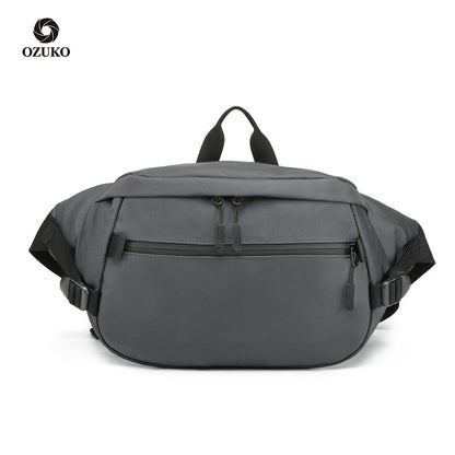 ozuko new waist bag multi-functional large-capacity waist bag men's sports waterproof Oxford cloth single shoulder crossbody bag for men 